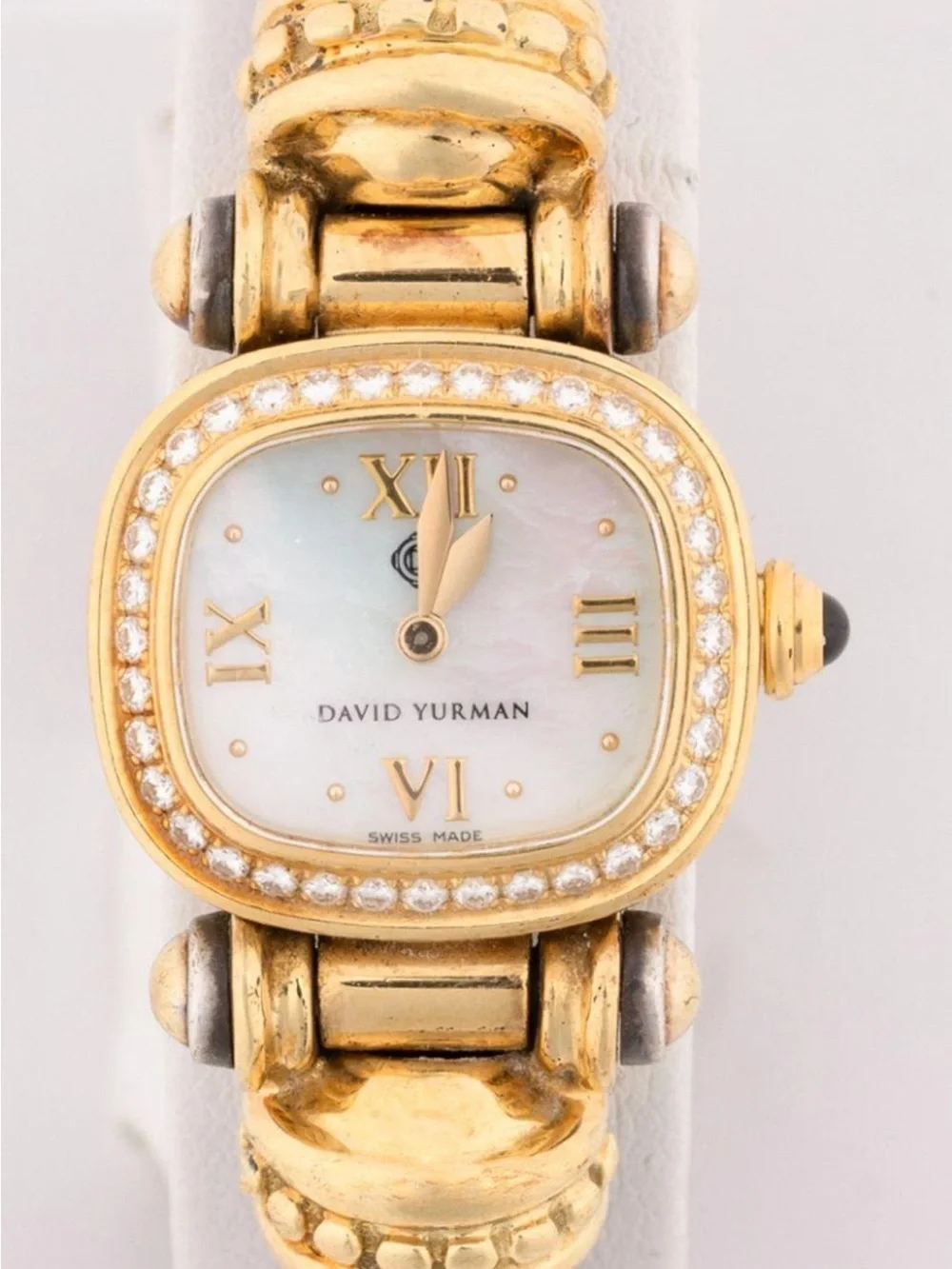 David Yurman t-21681 750 solid gold face Two-Tone Cable Bracelet SS/18kt